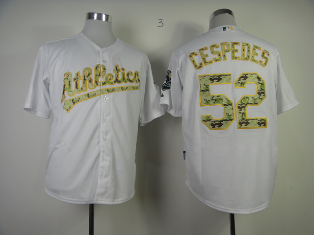 Men Oakland Athletics 52 Cespedes Whtie Camo MLB Jerseys